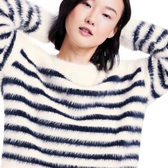 La Ligne x Target Eyelash Knit Striped Crewneck Cropped Sweater Small - Picture 7 of 9